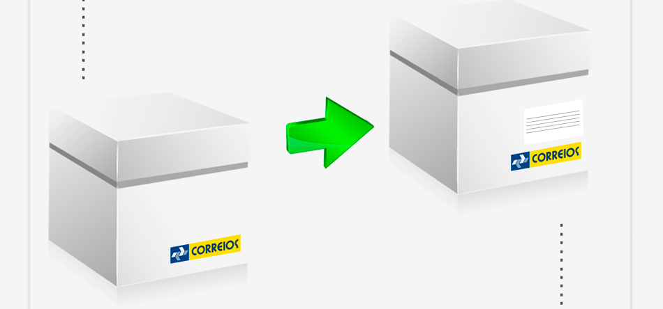 Ilustra��o da embalagem discreta sendo fechada e preparada para envio pelos Correios.