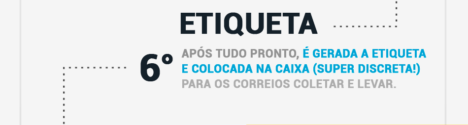 Etapa 6 � Etiqueta: a etiqueta de envio � gerada e colocada na caixa discreta para coleta e entrega pelos Correios.