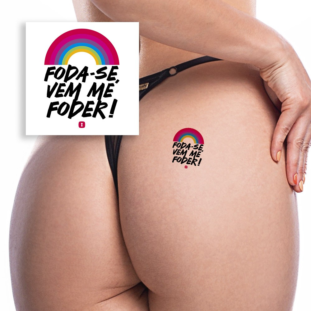 Tatuagem Temporária Sensual Sexy com a Frase Foda-Se Vem Me Foder Preta  :: Sex Shop Loja do Prazer